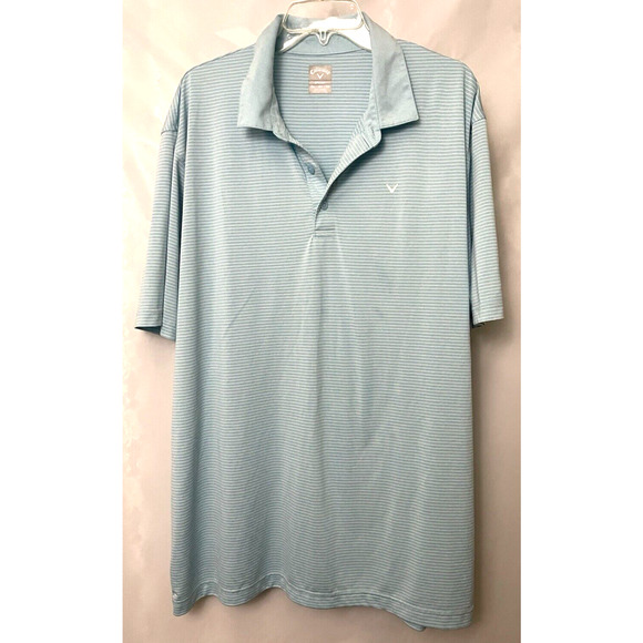 Callaway Opti Dri Performance Stripe Golf Polo Shirt Light Blue Men's XXL - Picture 1 of 9